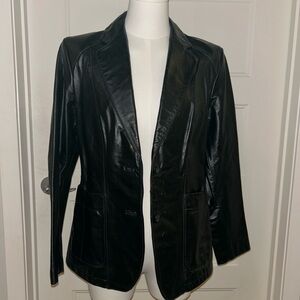 Vintage Wilson Leather genuine leather blazer jacket in classic black Sz 8
